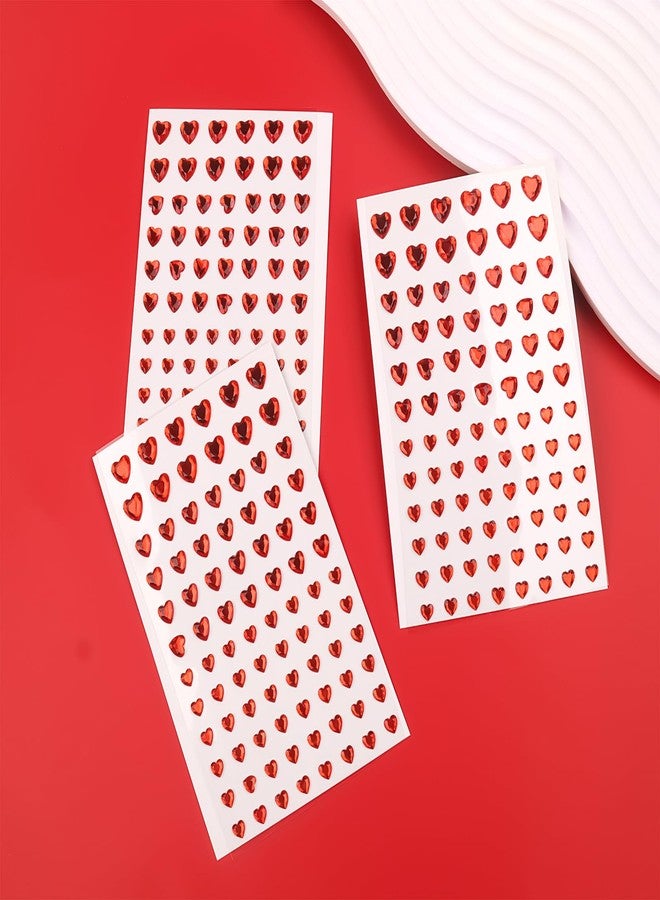 MANGOIT 264pcs Heart Gem Stickers Rhinestones for Crafts - Self Adhesive Jewels Stickers, Acrylic Gems DIY Craft Decorative Diamond Stickers, Small Stickers for Kids (264pcs-5/7/10mm-red) - Image 3